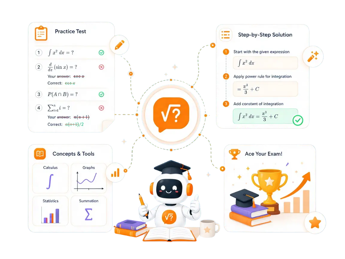 AI math solver helping students review practice tests and prepare for exams