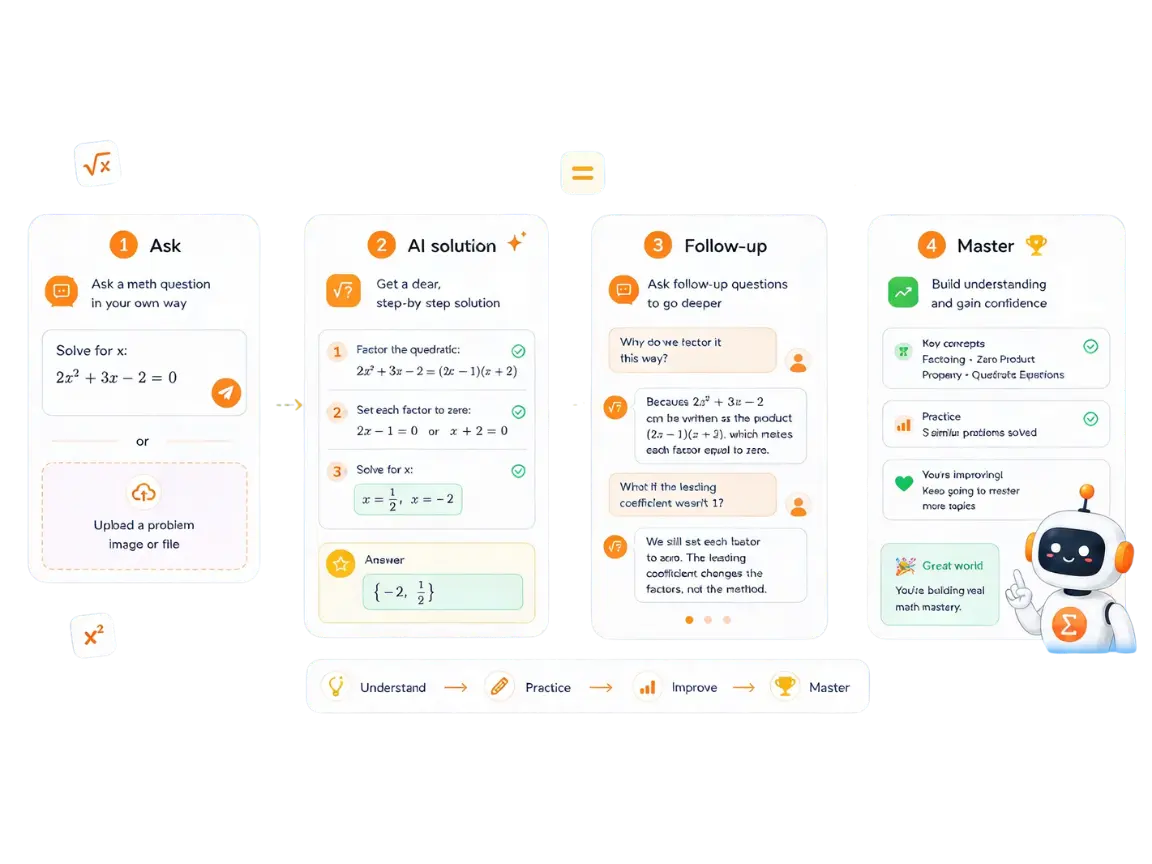 AI math solver providing step-by-step inequality solutions with multilingual input and image upload support
